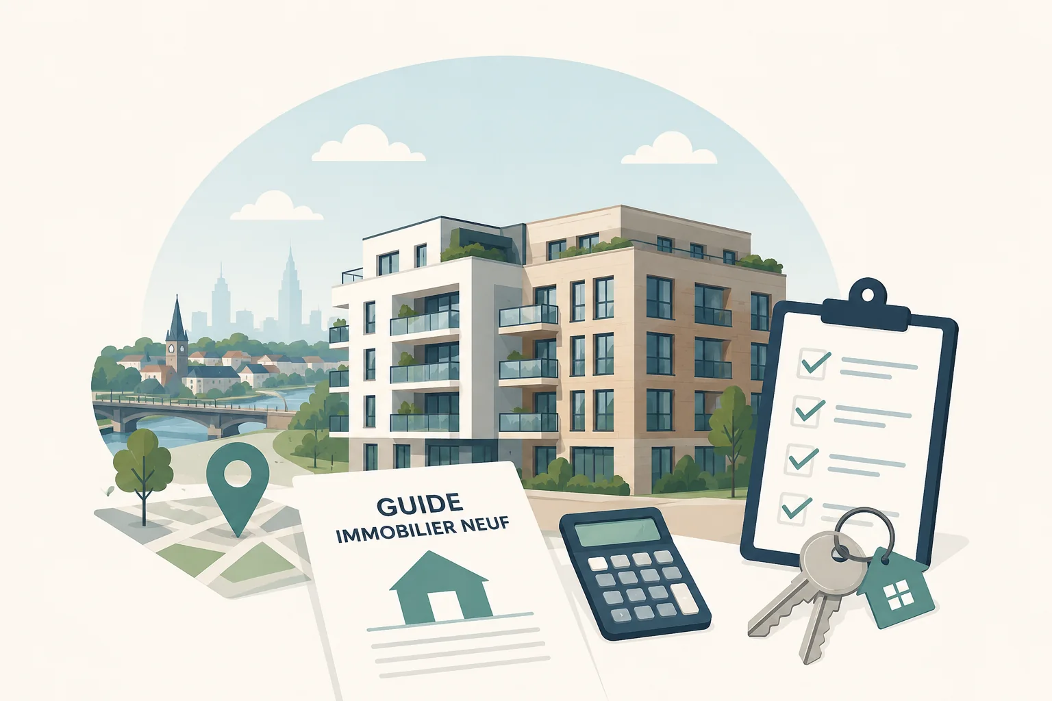 Guide immobilier neuf à Sartrouville avec immeuble, carte, checklist et clés